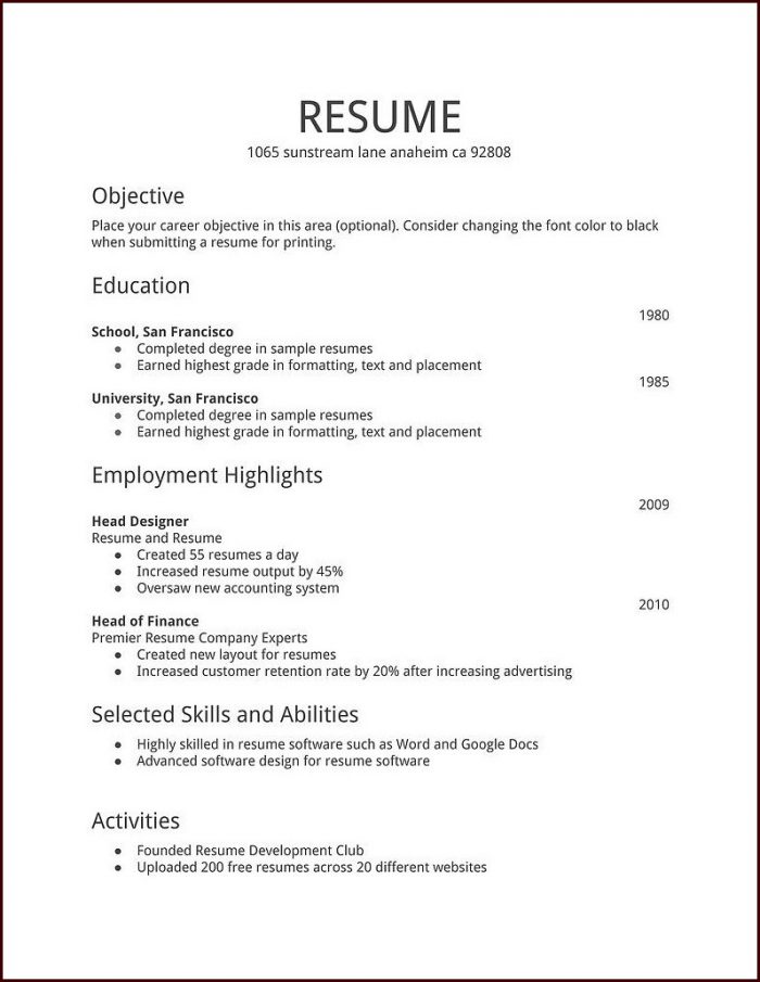 Free Resume Templates Word 2007 Free Resume Templates Word 2007