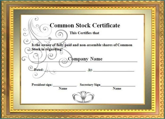 Online Stock Certificate Template Online Stock Certificate Template