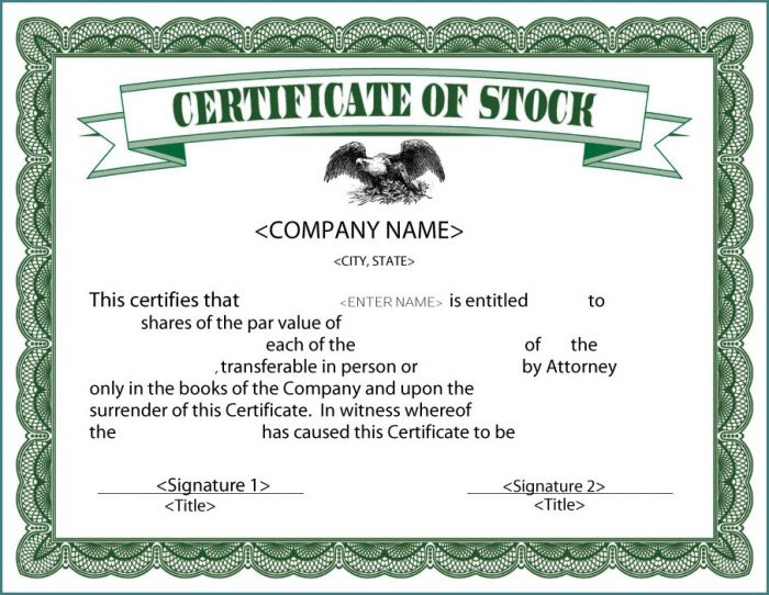 Stock Certificate Template Free Stock Certificate Template Free