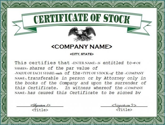 Stock Certificate Template Microsoft Word Stock Certificate Template Microsoft Word
