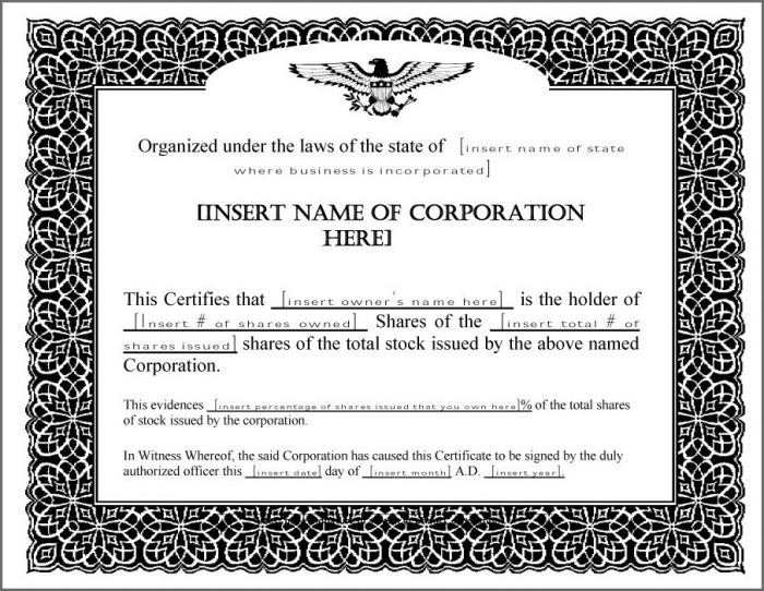 Stock Certificate Template Word Stock Certificate Template Word