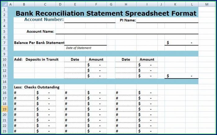 Bank Reconciliation Statement Template Excel Bank Reconciliation Statement Template Excel