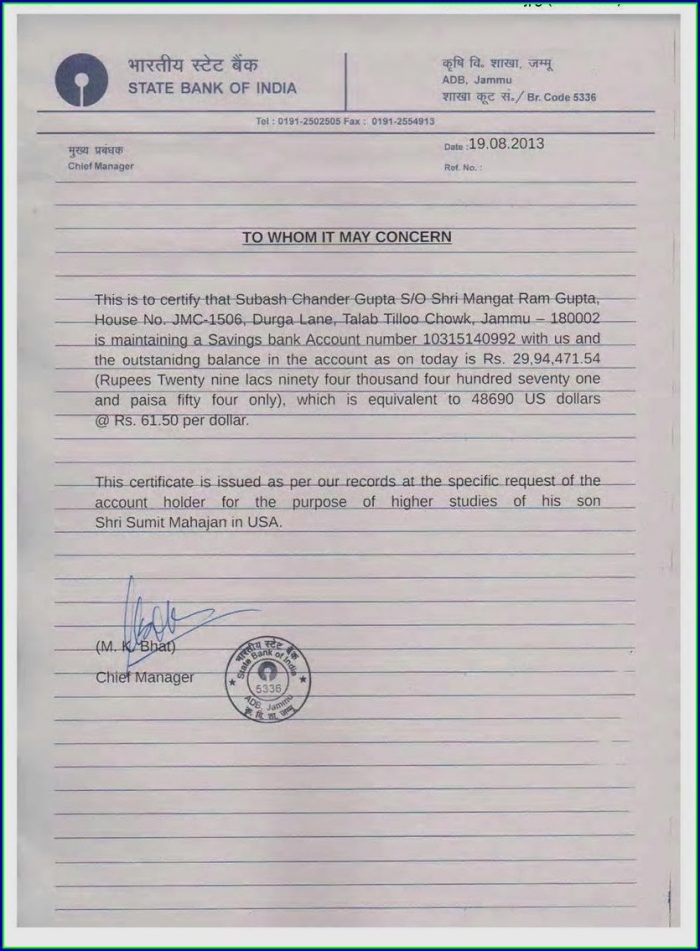 Bank Statement Format For I20 Bank Statement Format For I20
