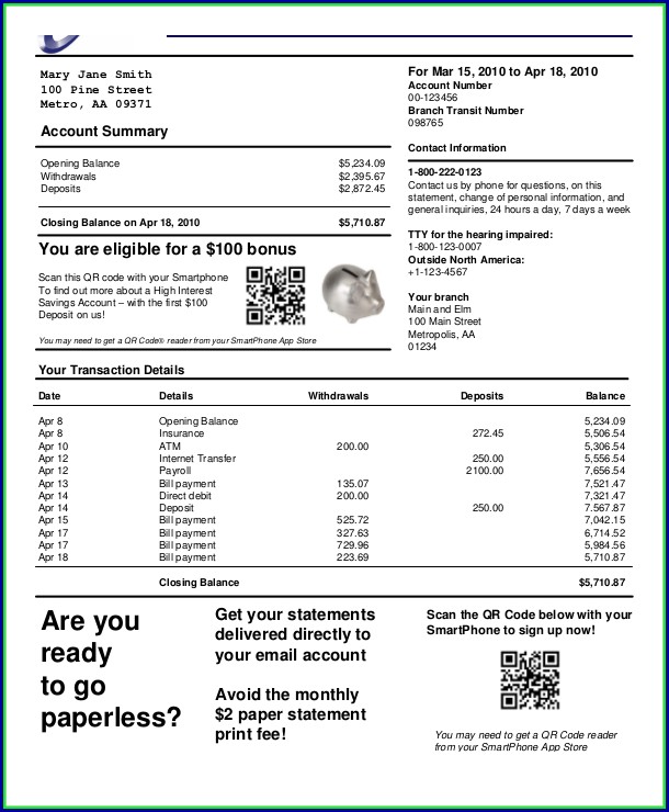 Bank Statement Format Pdf Bank Statement Format Pdf
