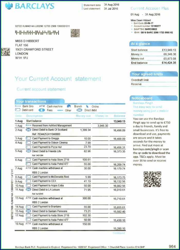 Barclays Bank Statement Chambre D Hote Besancon