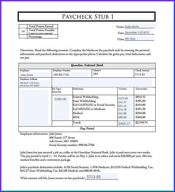 Blank Paycheck Stub Template Pdf Blank Paycheck Stub Template Pdf