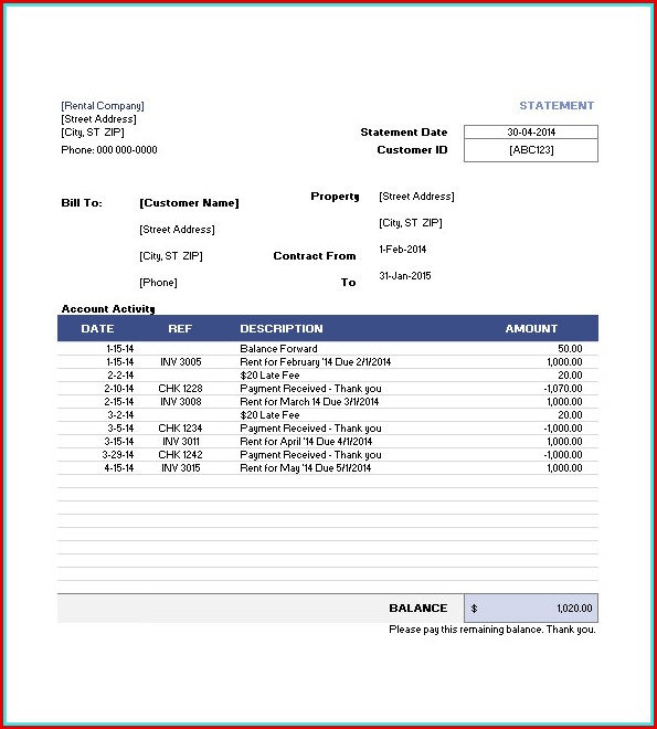 Free Invoice Template For Rental Property Free Invoice Template For Rental Property