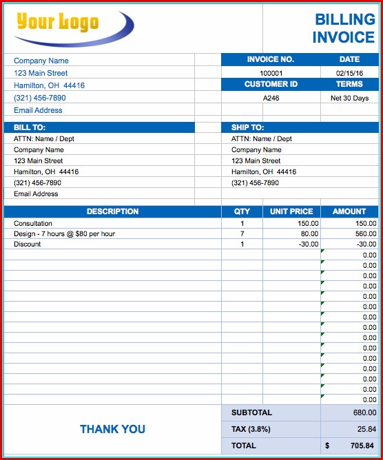 Free Invoice Templates Excel Free Invoice Templates Excel