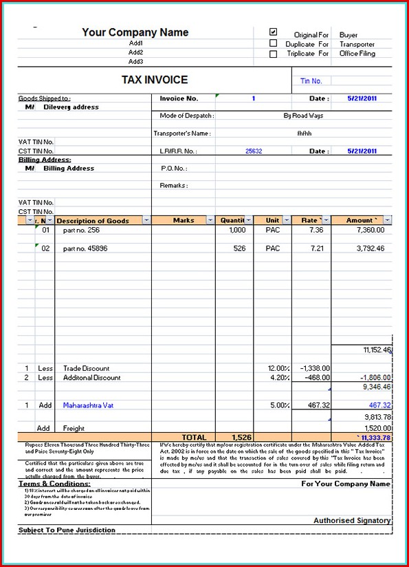Free Invoice Templates For Excel Free Invoice Templates For Excel