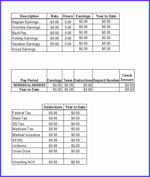 Pay Stub Template With Year To Date Pay Stub Template With Year To Date