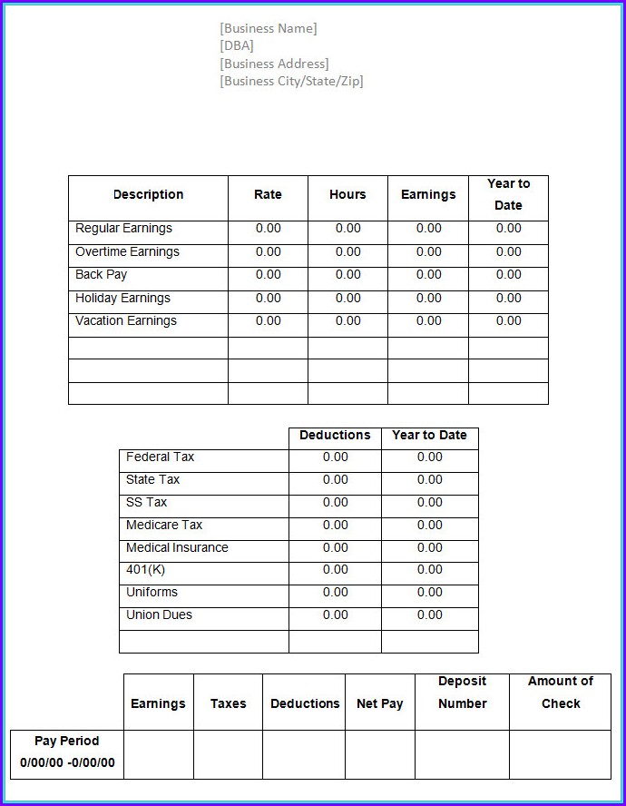 Paycheck Stub Template Free Paycheck Stub Template Free