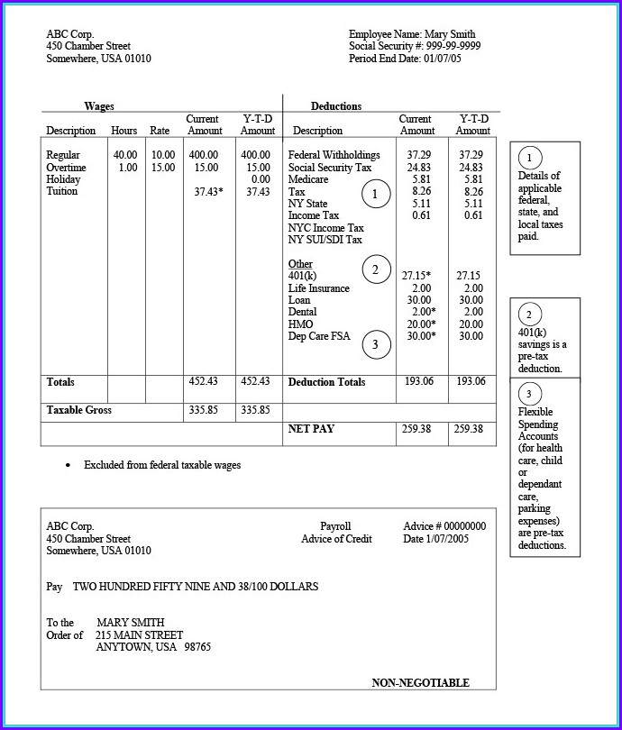 Paycheck Stub Template Word Paycheck Stub Template Word