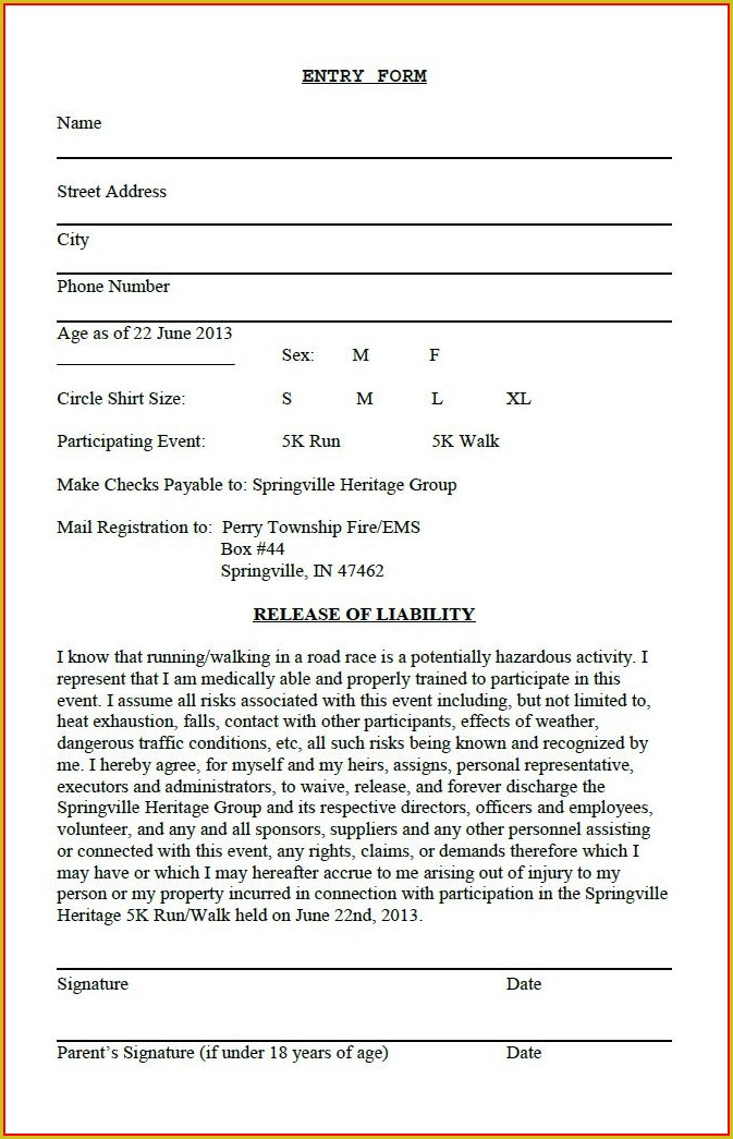5k Race Registration Form Template 5k Race Registration Form Template