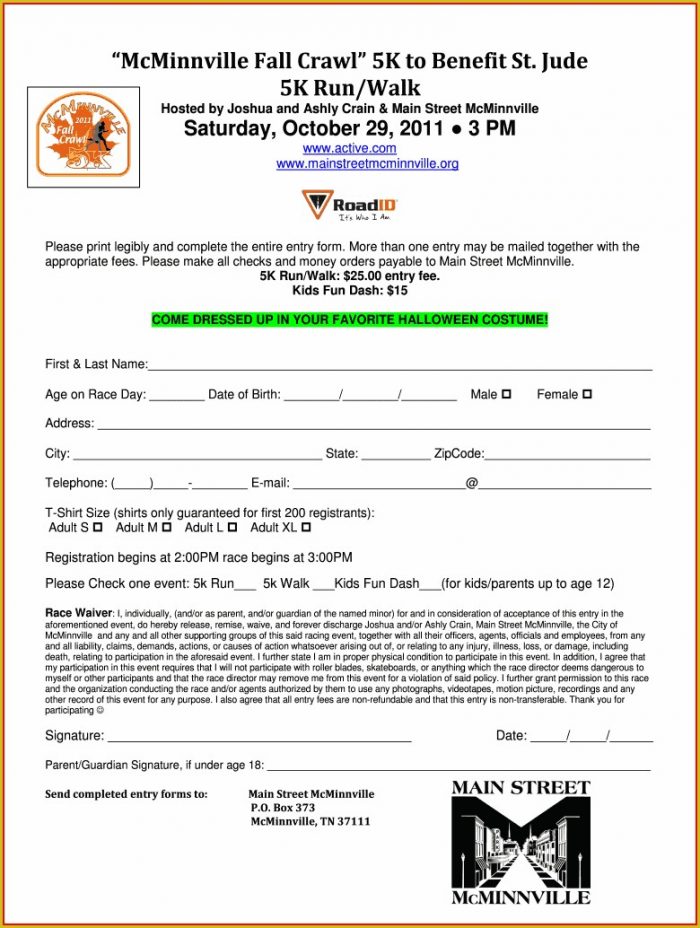 5k Registration Form Template 5k Registration Form Template
