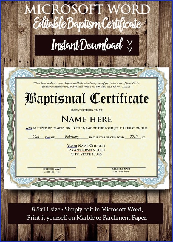 Baptism Certificate Template Word Baptism Certificate Template Word