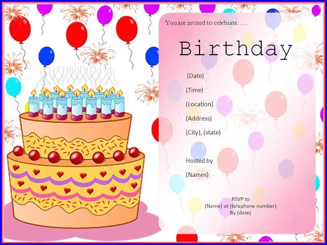 Birthday Party Invitation Card Template Birthday Party Invitation Card Template