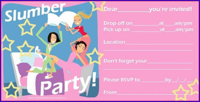 Blank Sleepover Invitation Template Blank Sleepover Invitation Template