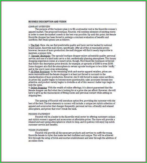 Boutique Business Plan Template Free Boutique Business Plan Template Free