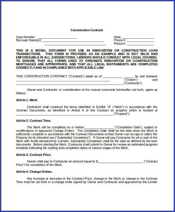 Builder Contract Template Free Builder Contract Template Free