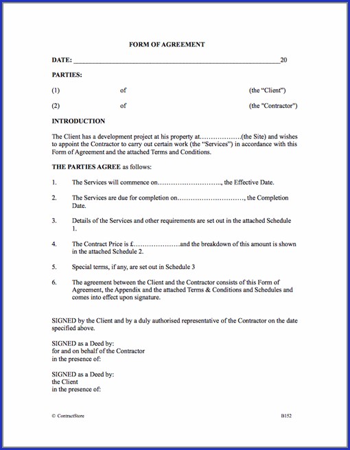 Builder Contract Template Uk Builder Contract Template Uk
