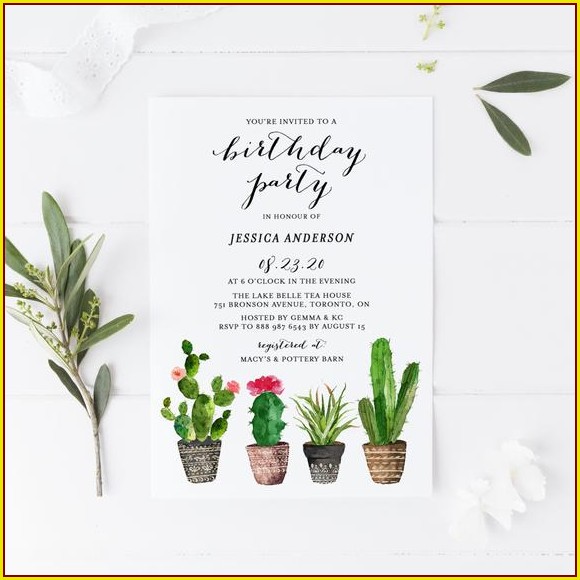 Cactus Birthday Invitation Template Cactus Birthday Invitation Template