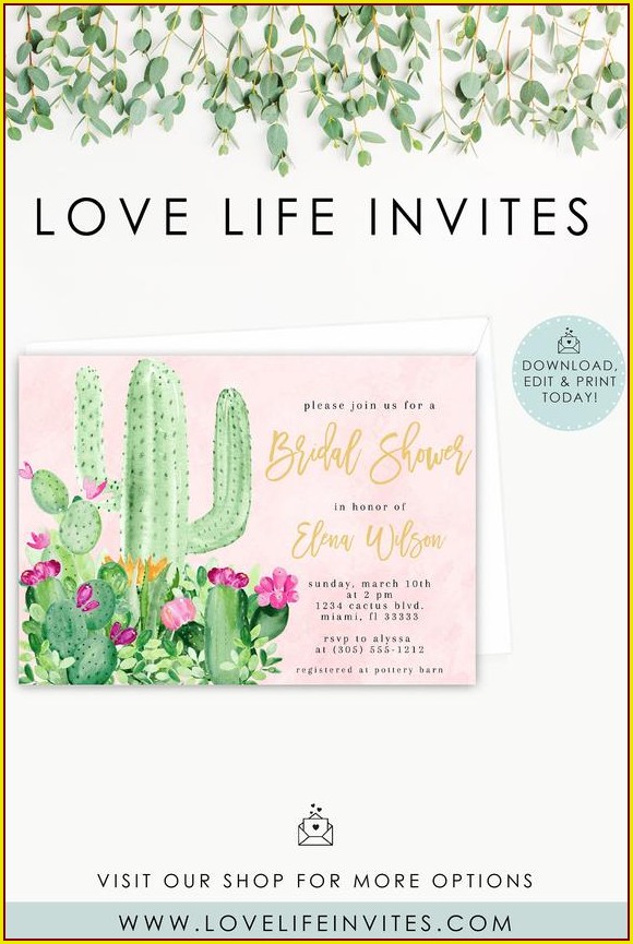 Cactus Invitation Template Cactus Invitation Template