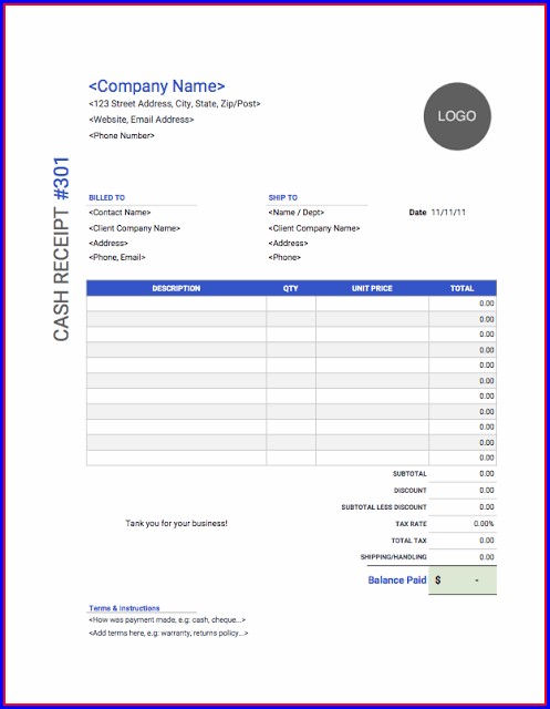 Cash Payment Receipt Template Free Cash Payment Receipt Template Free