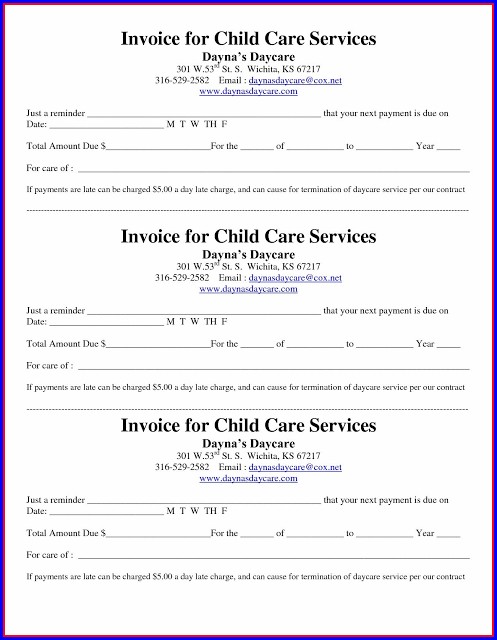 Child Care Invoice Template Free Child Care Invoice Template Free