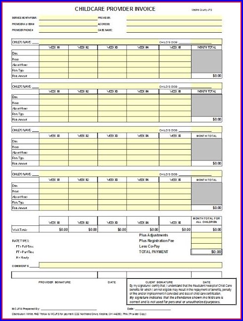 Child Care Invoice Template Child Care Invoice Template