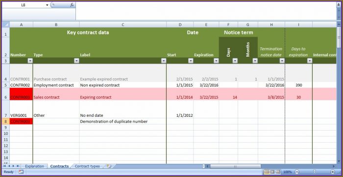 Contract Tracking Template Contract Tracking Template