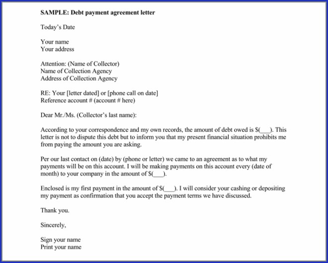 Debt Settlement Agreement Letter Template Debt Settlement Agreement Letter Template