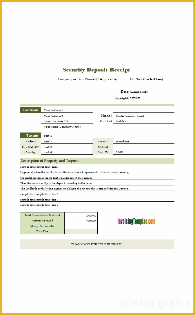 Deposit Invoice Template Excel Deposit Invoice Template Excel