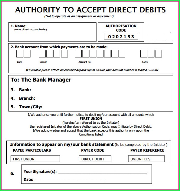 Direct Debit Form Template Direct Debit Form Template