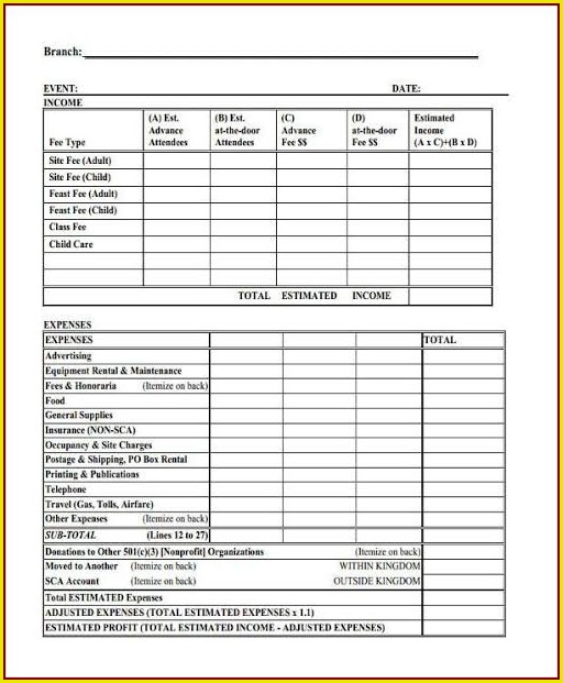 Event Income And Expense Report Template Event Income And Expense Report Template