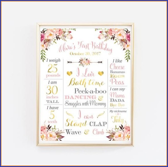 First Birthday Milestone Poster Template First Birthday Milestone Poster Template