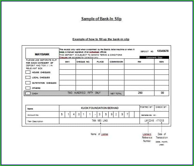Free Bank Deposit Slip Template Free Bank Deposit Slip Template