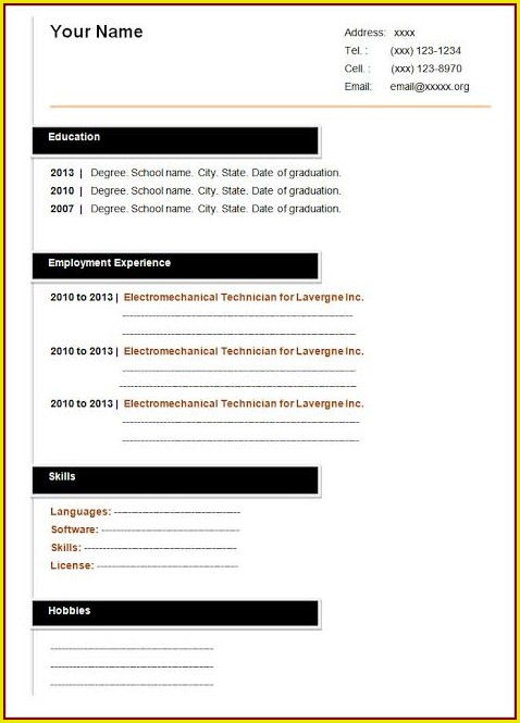 Free Blank Resume Templates Download Free Blank Resume Templates Download