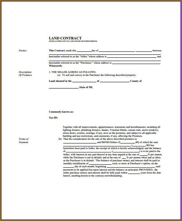Free Land Contract Template Free Land Contract Template