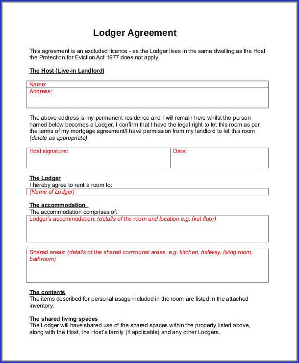 Free Lodger Agreement Template Uk Free Lodger Agreement Template Uk
