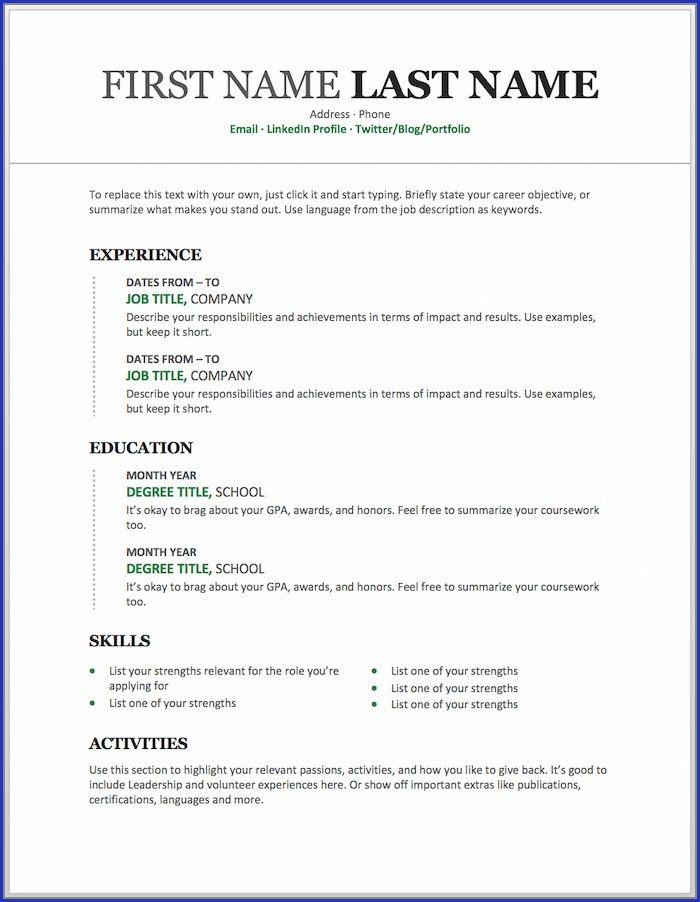 Free Microsoft Resume Templates 2018 Free Microsoft Resume Templates 2018