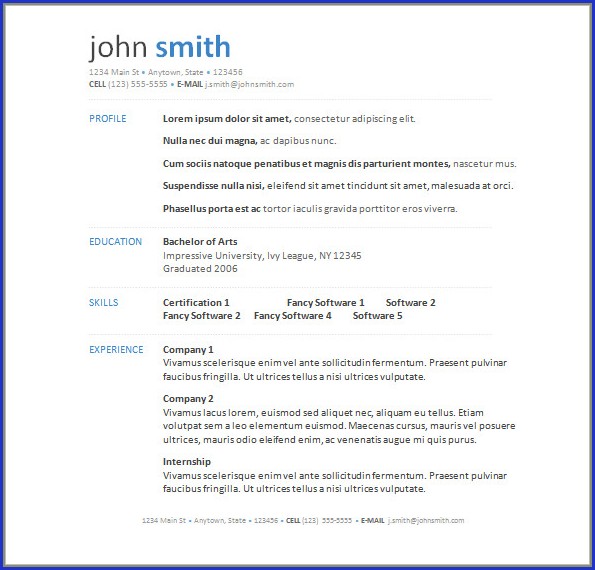 Free Microsoft Resume Templates Free Microsoft Resume Templates
