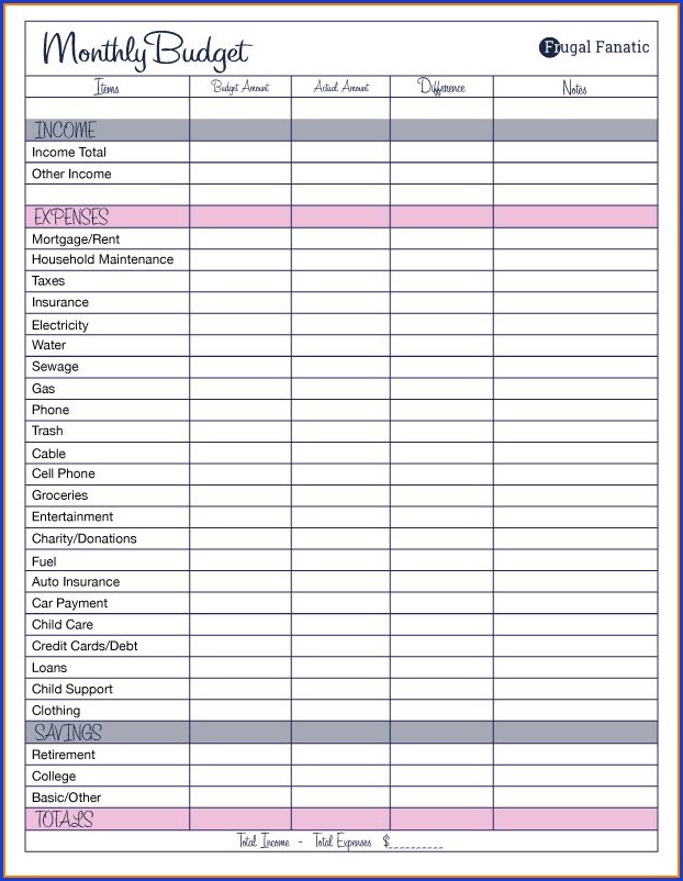 Free Monthly Household Budget Template Free Monthly Household Budget Template