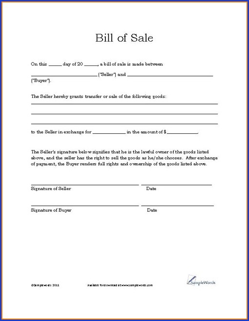 Free Printable Bill Of Sale Template Free Printable Bill Of Sale Template