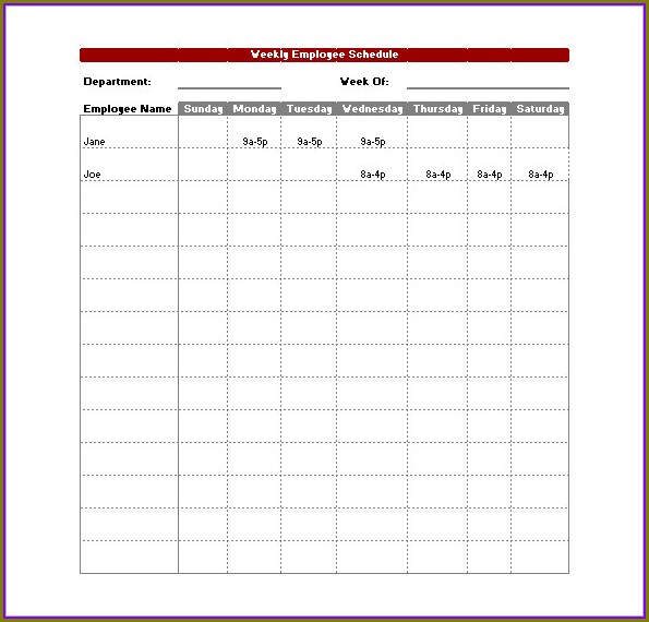Free Printable Employee Schedule Template Free Printable Employee Schedule Template