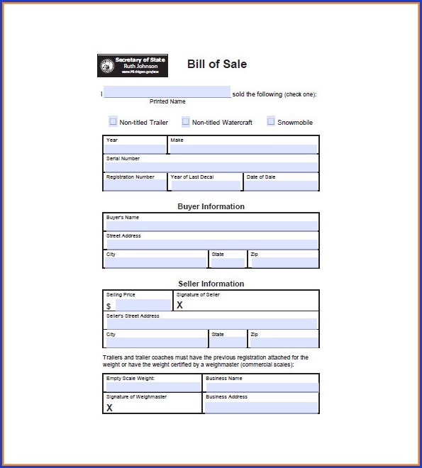 Free Printable Rv Bill Of Sale Template Free Printable Rv Bill Of Sale Template