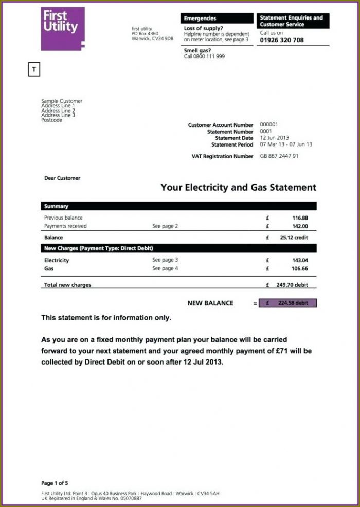 Free Utility Bill Template Uk Free Utility Bill Template Uk