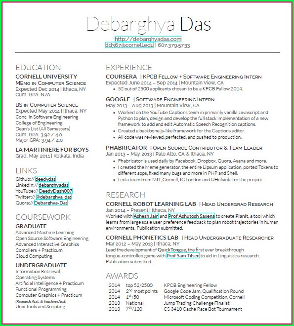 Latex Resume Template Software Engineer Latex Resume Template Software Engineer
