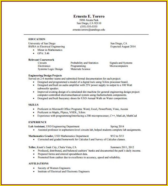 One Page Resume Template Word Free For Freshers One Page Resume Template Word Free For Freshers