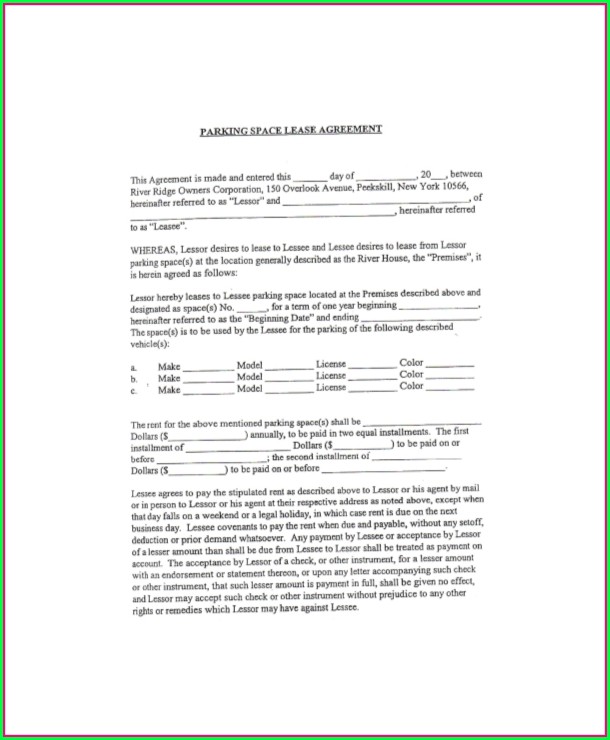 Parking Lease Agreement Template Ontario Parking Lease Agreement Template Ontario