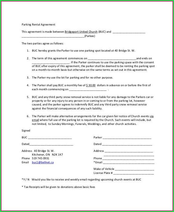 Parking Space Lease Agreement Template Parking Space Lease Agreement Template